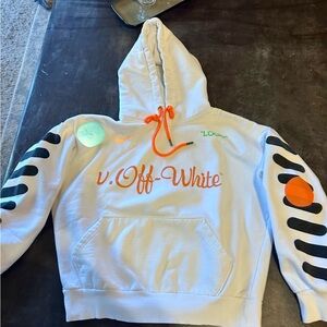 Off-White Cream and Orange Graphic Hoodie